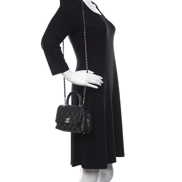 NEW 20K Chanel Mini Coco Handle Flap Black Caviar - Picture 8 of 10